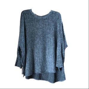 CHERISH Oversized Asymmetrical Split Hem Scoop Neck Sweater Grunge Casual - S